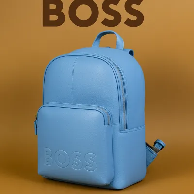 HUGO BOSS- LEATHER BACKPACK -Blue